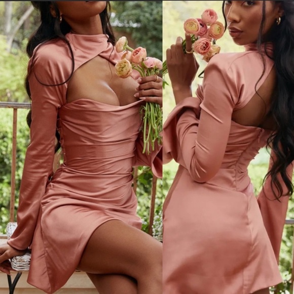 House‎ of CB Toira Satin Corset Rose Pink Flare Mini Dress NWOT size XS - Picture 13 of 15